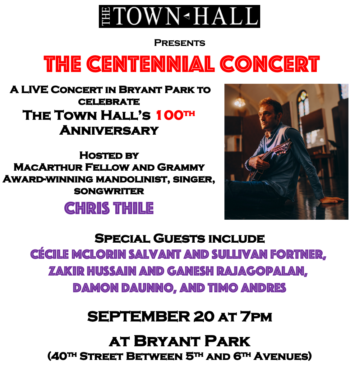 The Town Hall presents The Centennial Concert celebrating their 100th
