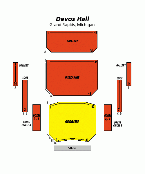 Devos Performance Hall Seating Chart Grand Rapids Mi