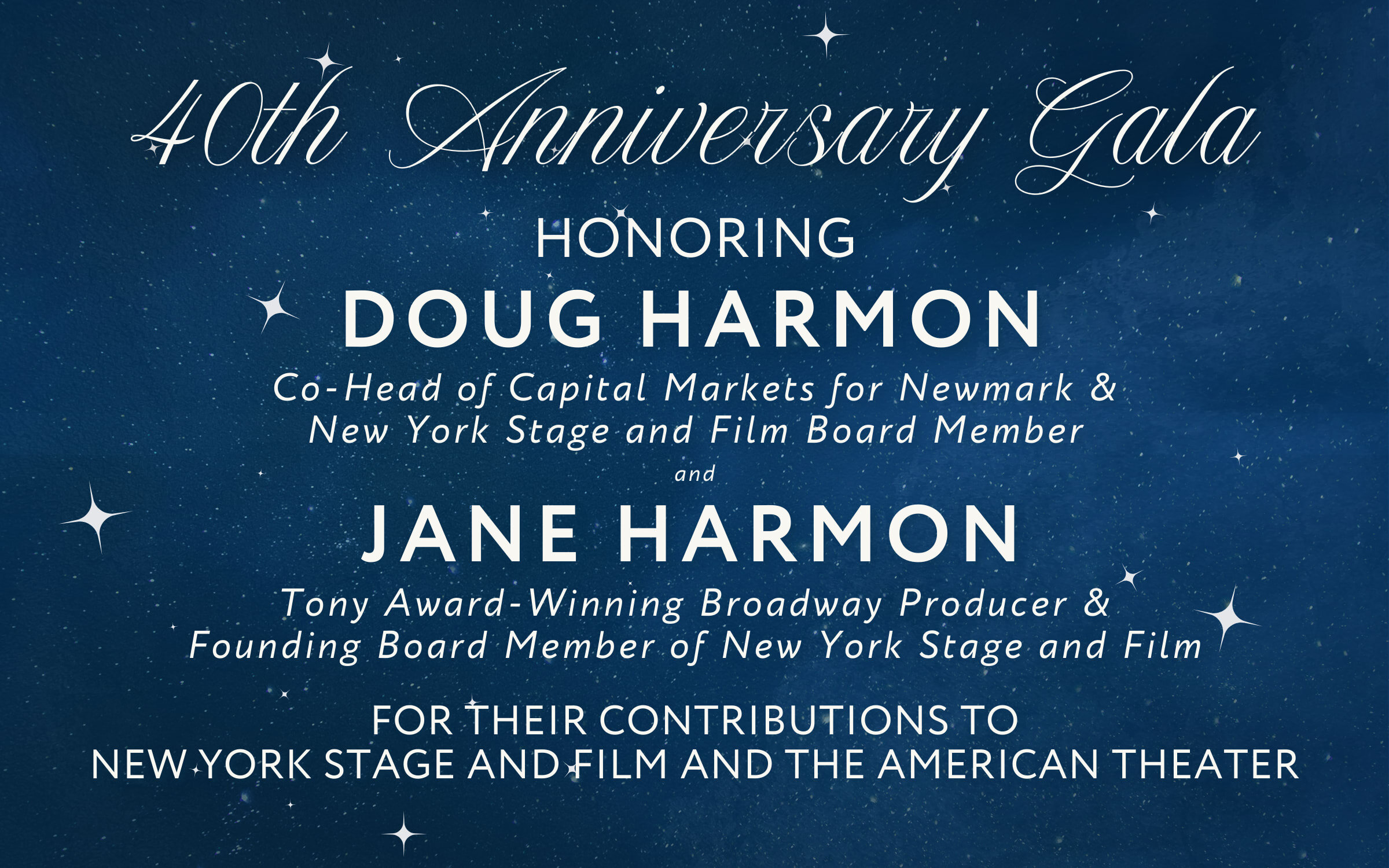 Image of New York Stage and Film Announces its 40th Anniversary Gala article