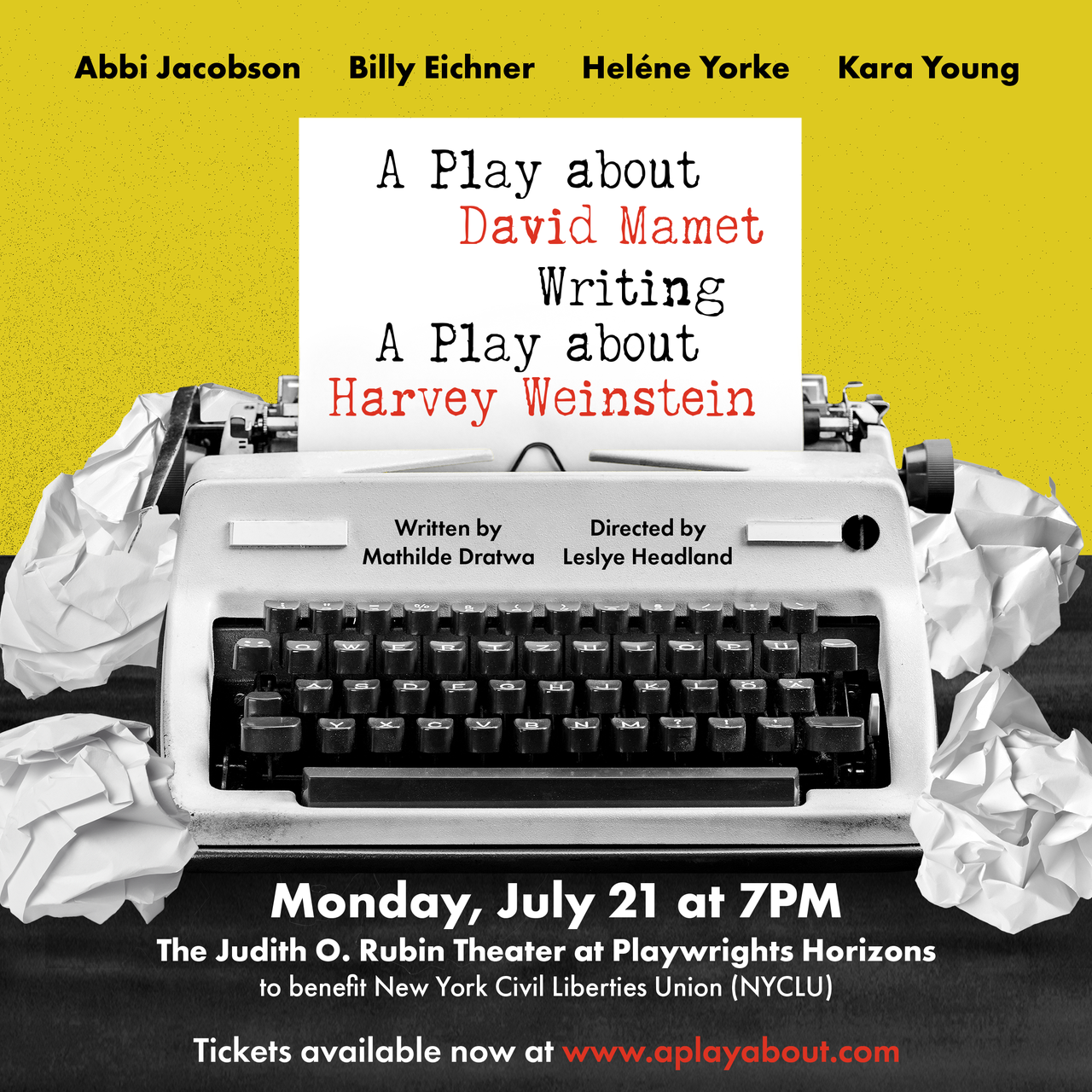 One-Night-Only Benefit Reading of "A Play About David Mamet Writing a Play About Harvey Weinstein" for NYCLU